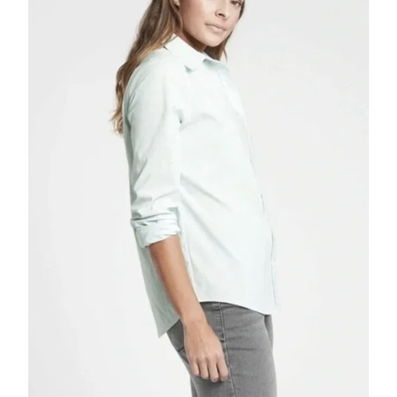 Athleta Shirt Womens XS Soft Halcyon Blue Button Down Stretch Long Sleeve Top - Picture 2 of 10